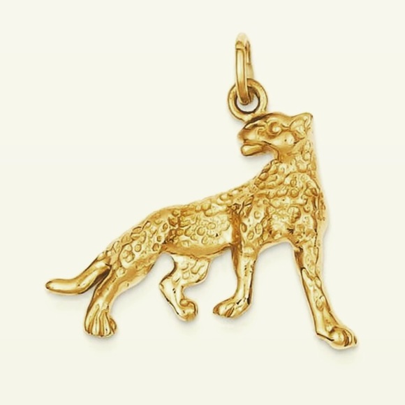 14K Yellow Gold Jungle Cheetah Necklace Charm